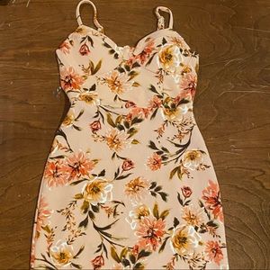 pink with flowers tight dress